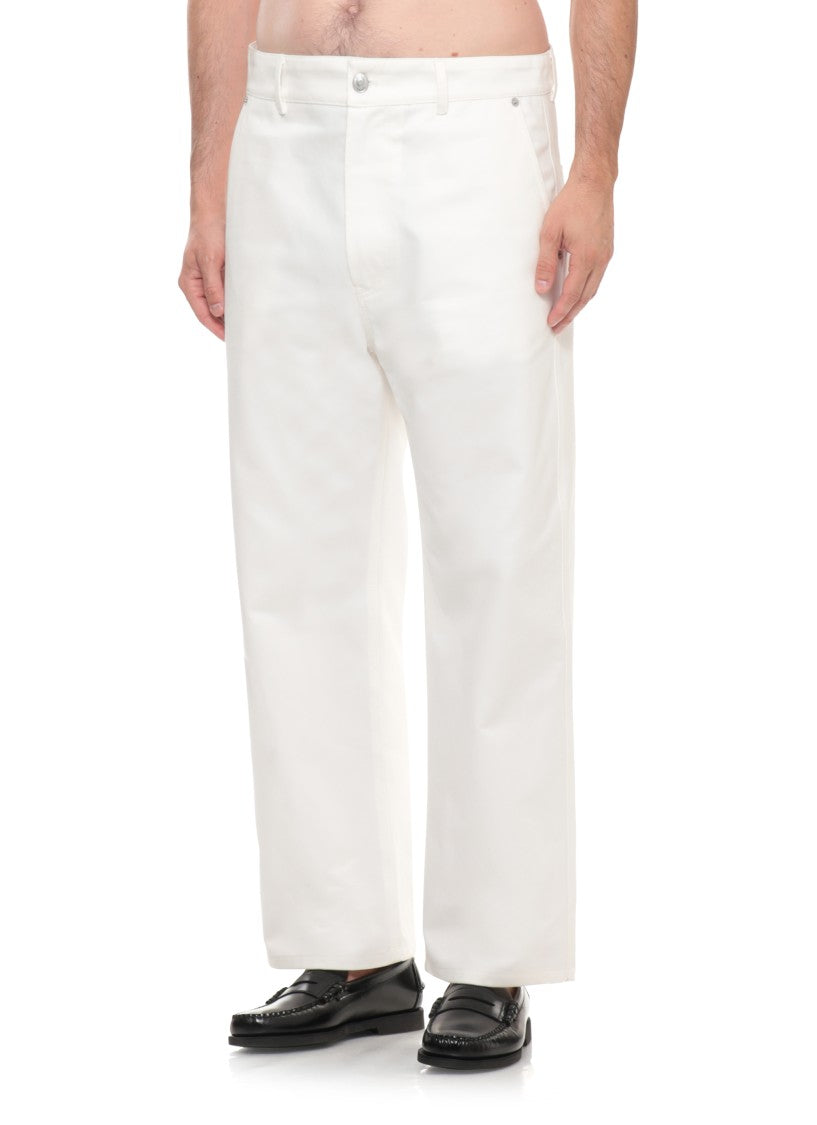 Moschino White Contrast Logo Patches Straight-Leg Jeans