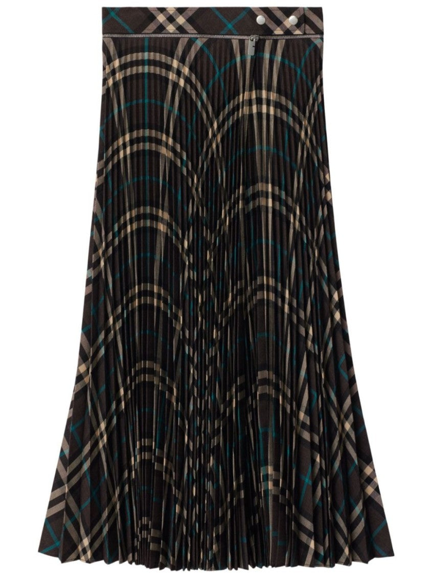 Burberry Checked Wool Skirt