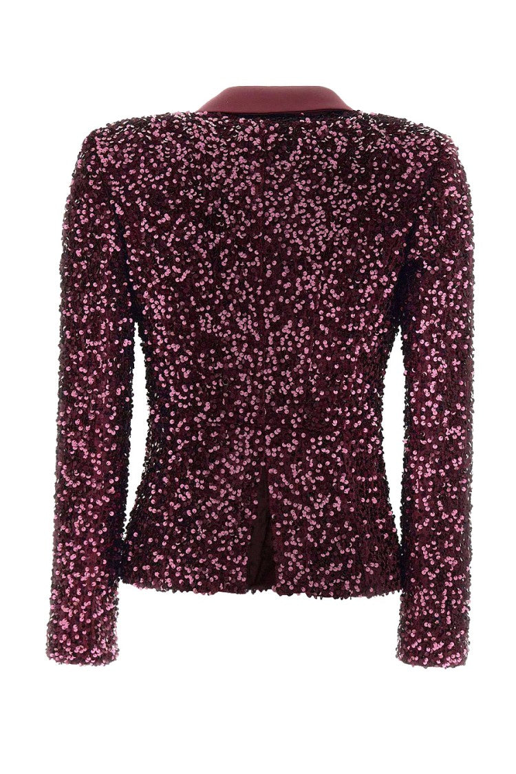 Elisabetta Franchi Double-Breasted Blazer With Satin Lapel And Sequins