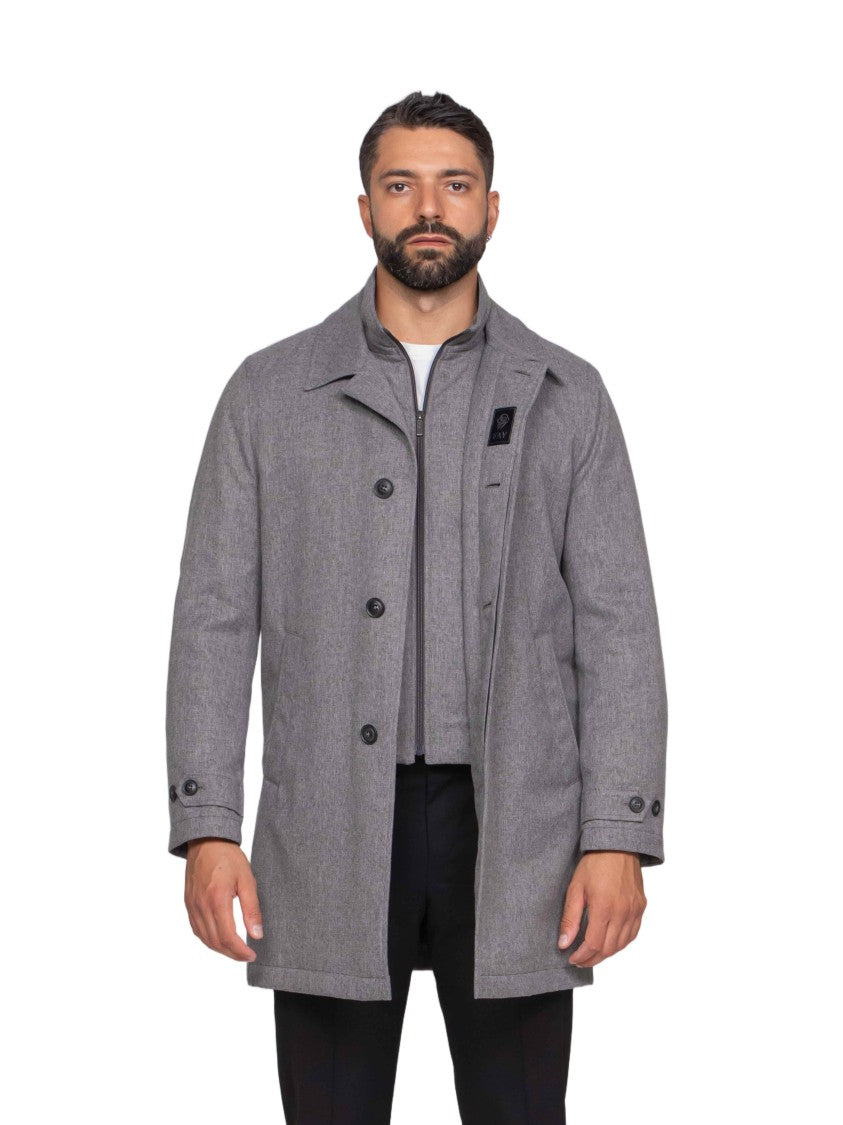 Fay Mid-Length Classic Tailored Coat With Structured Collar