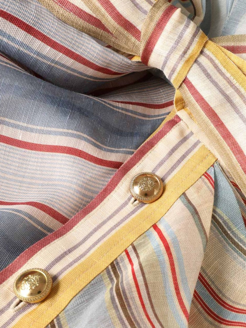 Zimmermann Multicolor Asymmetrical Button Linen-Silk Mini Dress