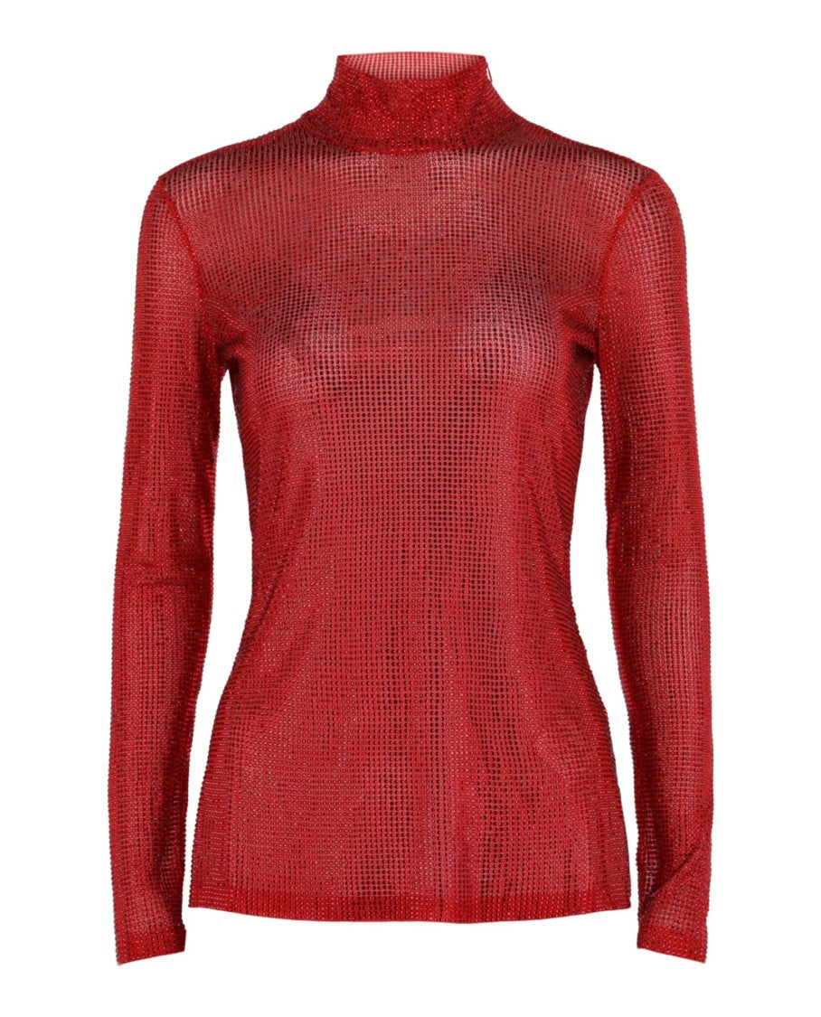 Ferragamo Crystal-Embellished Long Sleeve Top