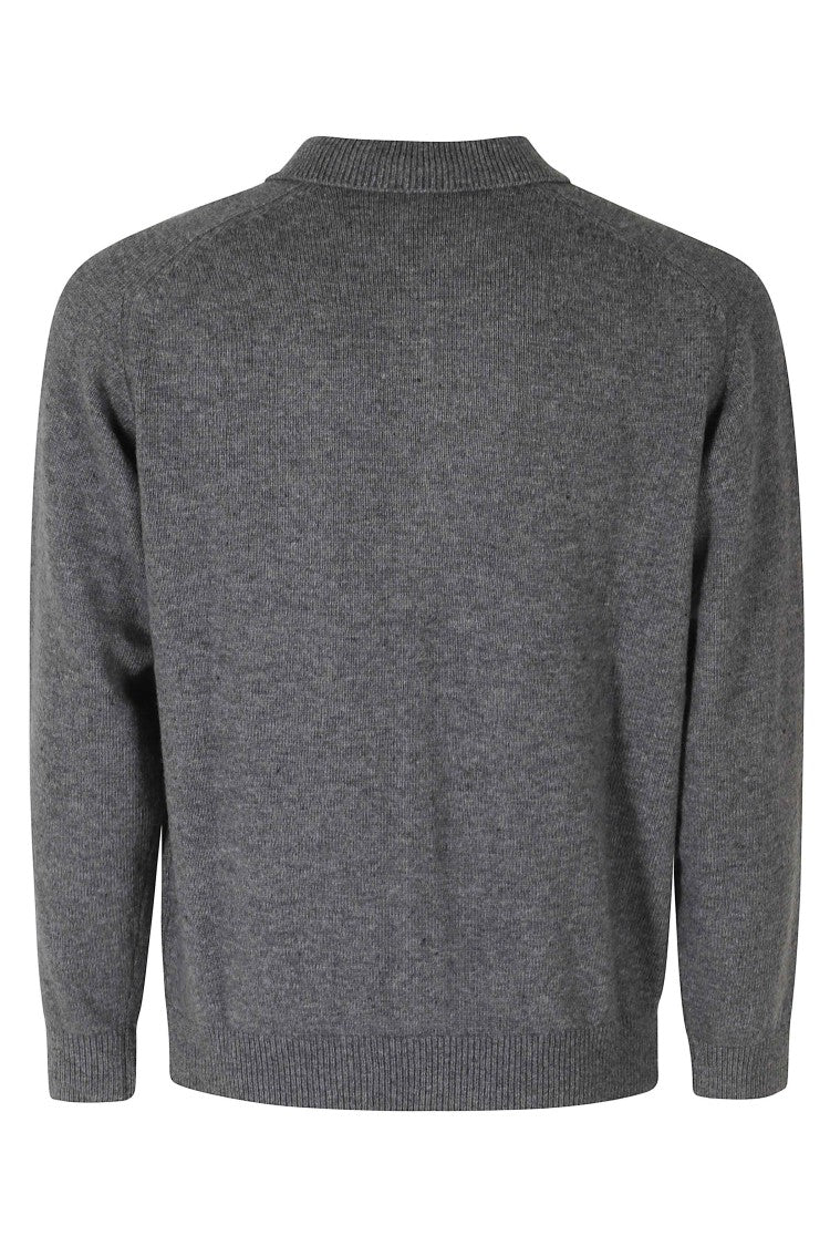 Dunst Grey Classic Collar Knit Nylon-Blend Cardigan