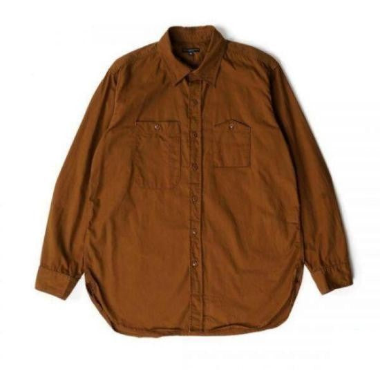 Engineered Garments Brown Long-Sleeve Shirt With Rounded Hem