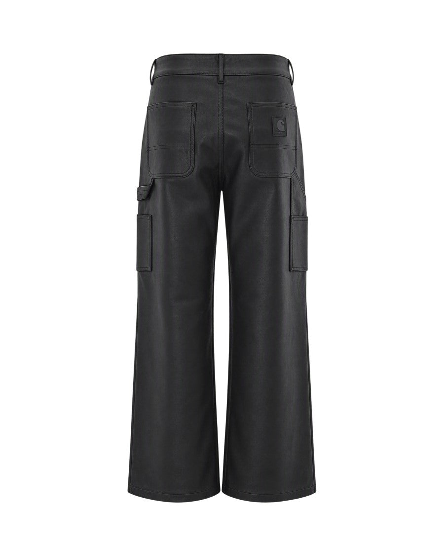 Carhartt Wip Black Wide-Leg Synthetic Leather Work Pants