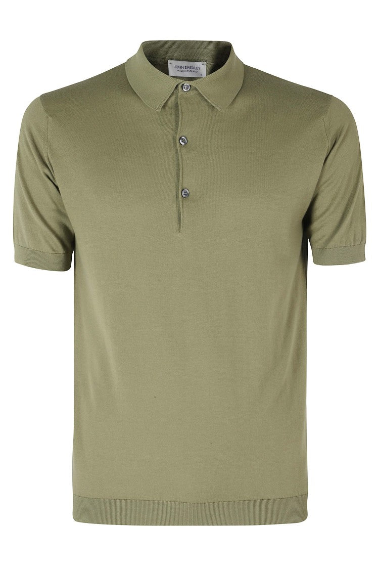 John Smedley Olive Adrian Button-Down Collar Sea Island Cotton Polo Shirt