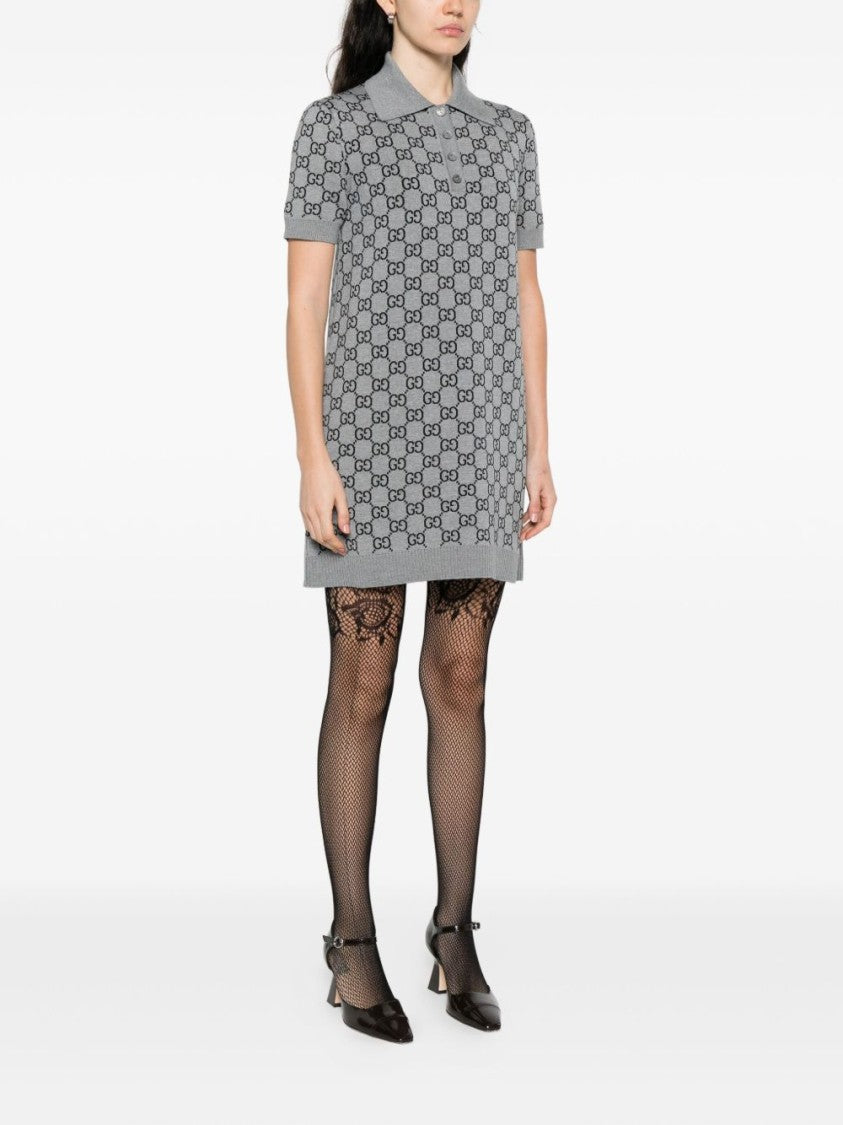 Gucci Grey Jacquard Polo Dress