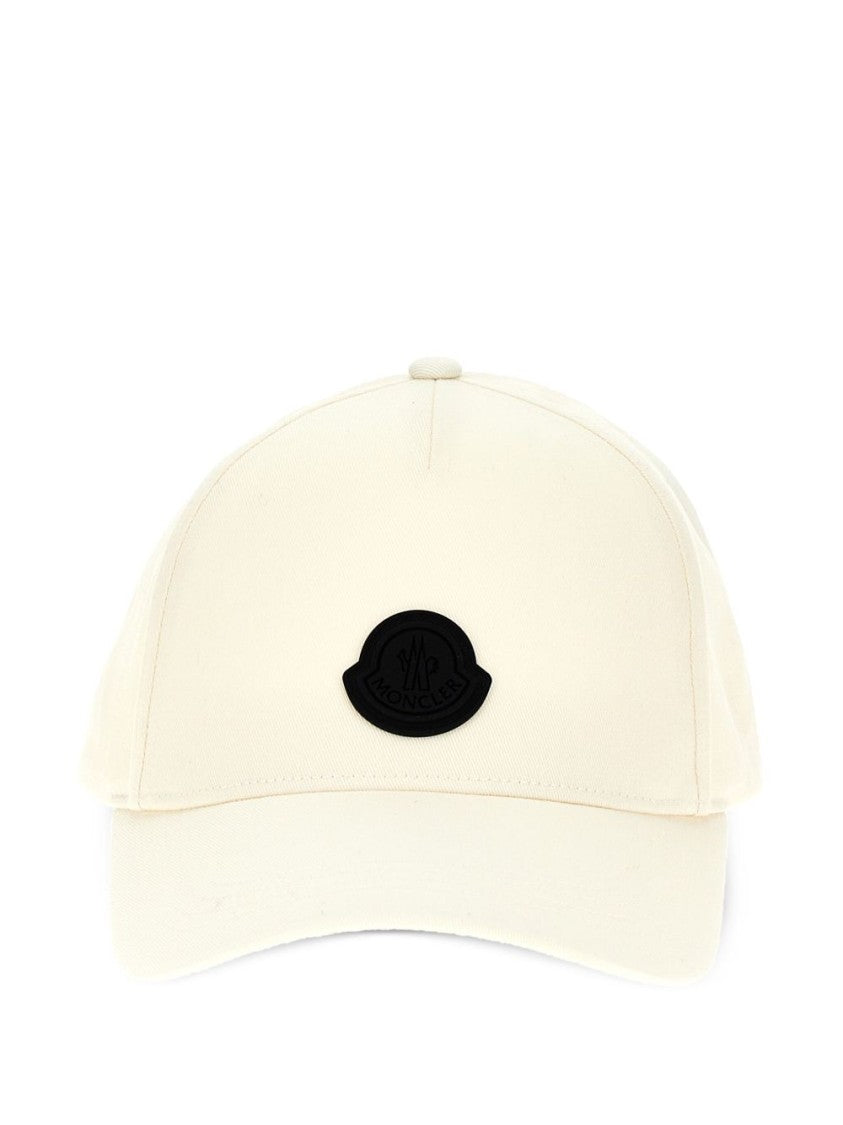 Moncler Classic White Cap With Logo Patch And Adjustable Strap