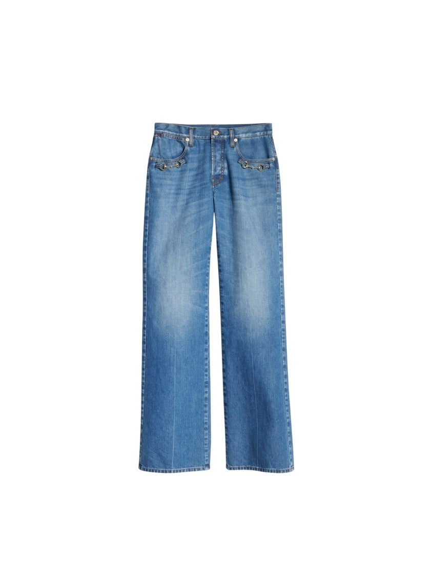 Gucci Blue Low-Rise Boot-Cut Denim Jeans