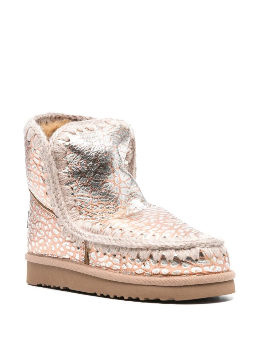Mou Textured Gold Ankle Boots