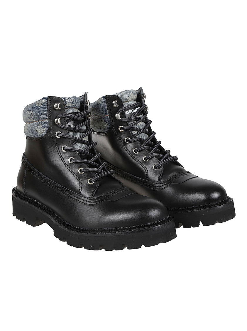 Dsquared2 D2 Warm Up Monogrammed Leather Ankle Boots
