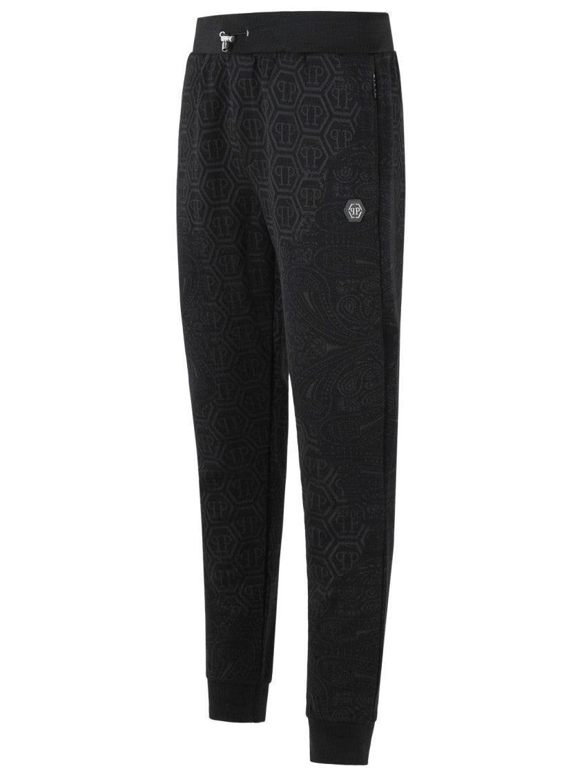 Philipp Plein 'Paisley' Black Cotton Blend Pants