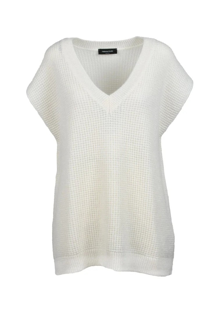 Fabiana Filippi Mohair Polyamide Wool Knit Top - Cream