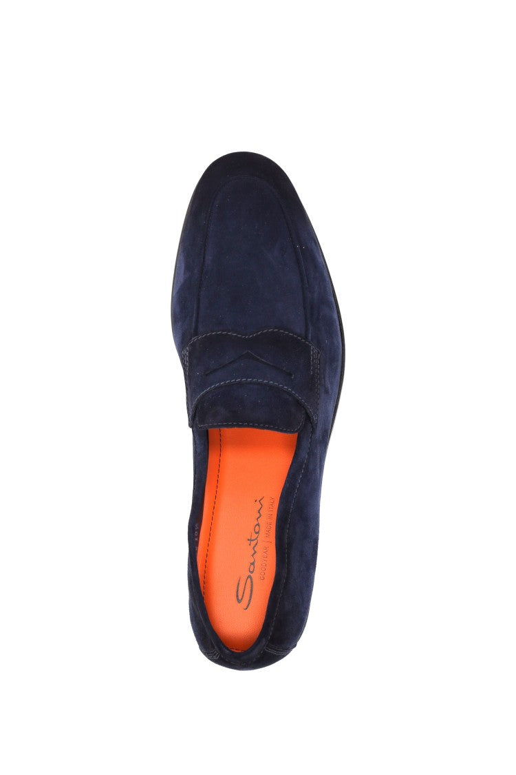 Santoni Suede Moccasins Goodyear Construction