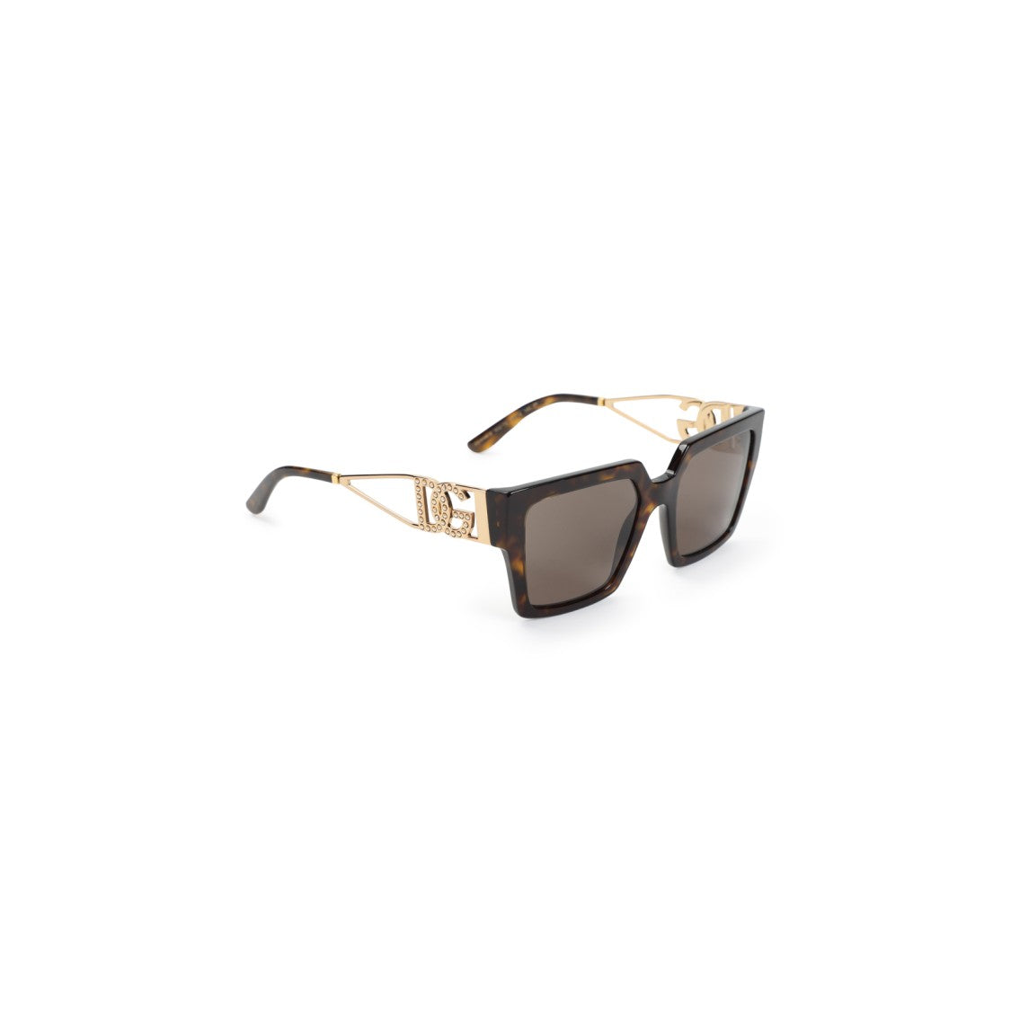 Dolce & Gabbana Tortoiseshell Square Frame Sunglasses With Gold Accents