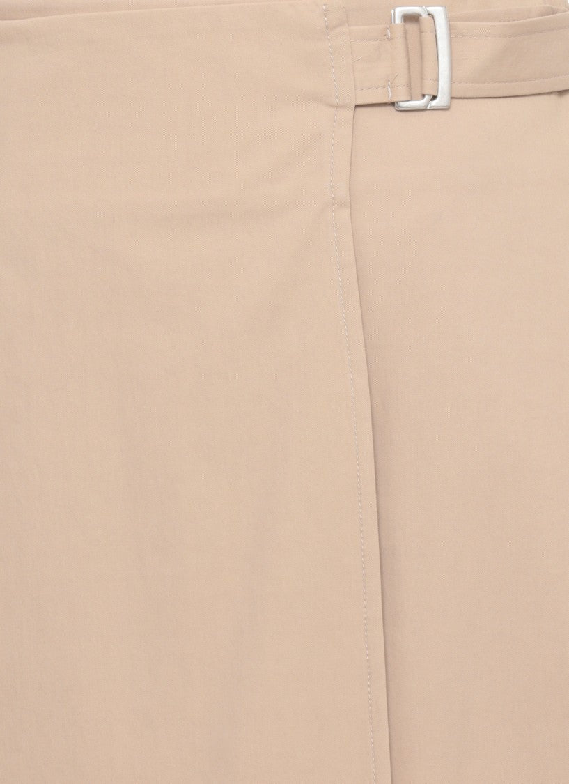 Peserico Beige Cotton Midi Skirt With Flared Hem And Buckle Detail