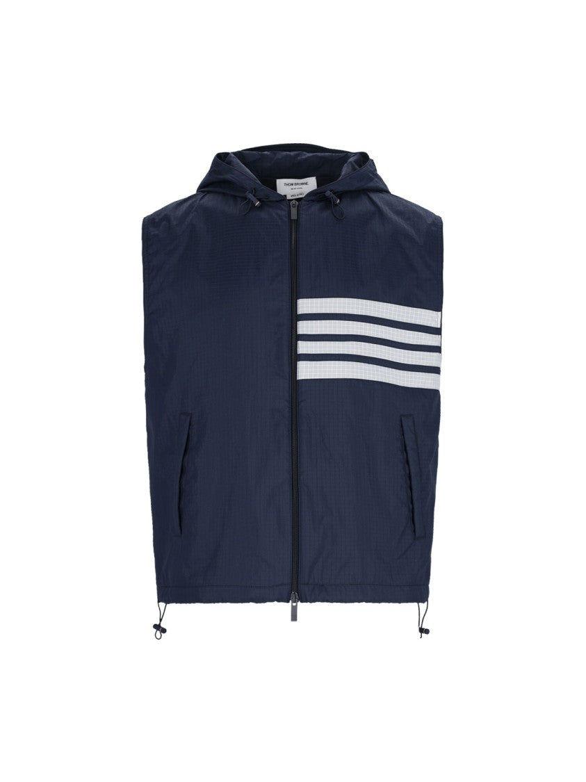 Thom Browne "4-Bar" Hooded Vest – Navy