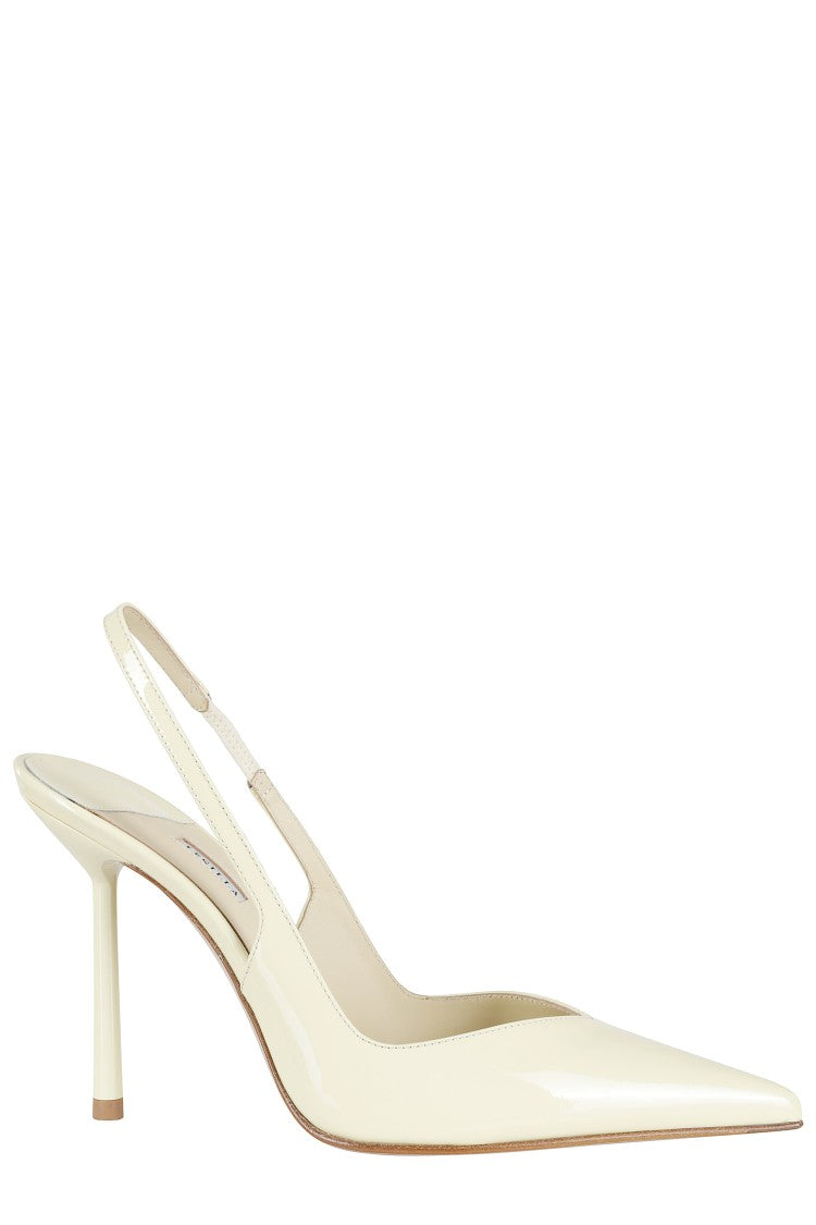 Le Silla Yellow Chanel Vivienne Open-Heel Leather Pumps