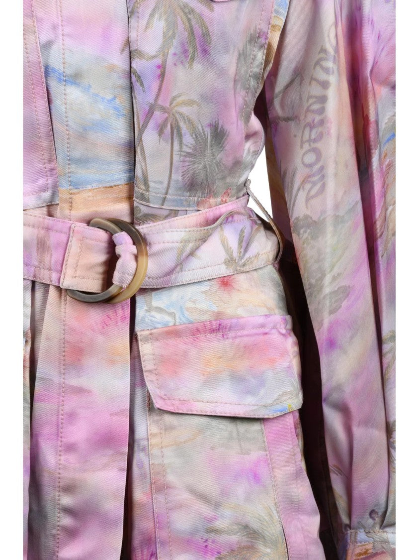 Zimmermann Pink Viscose Flared Sahariana Dress