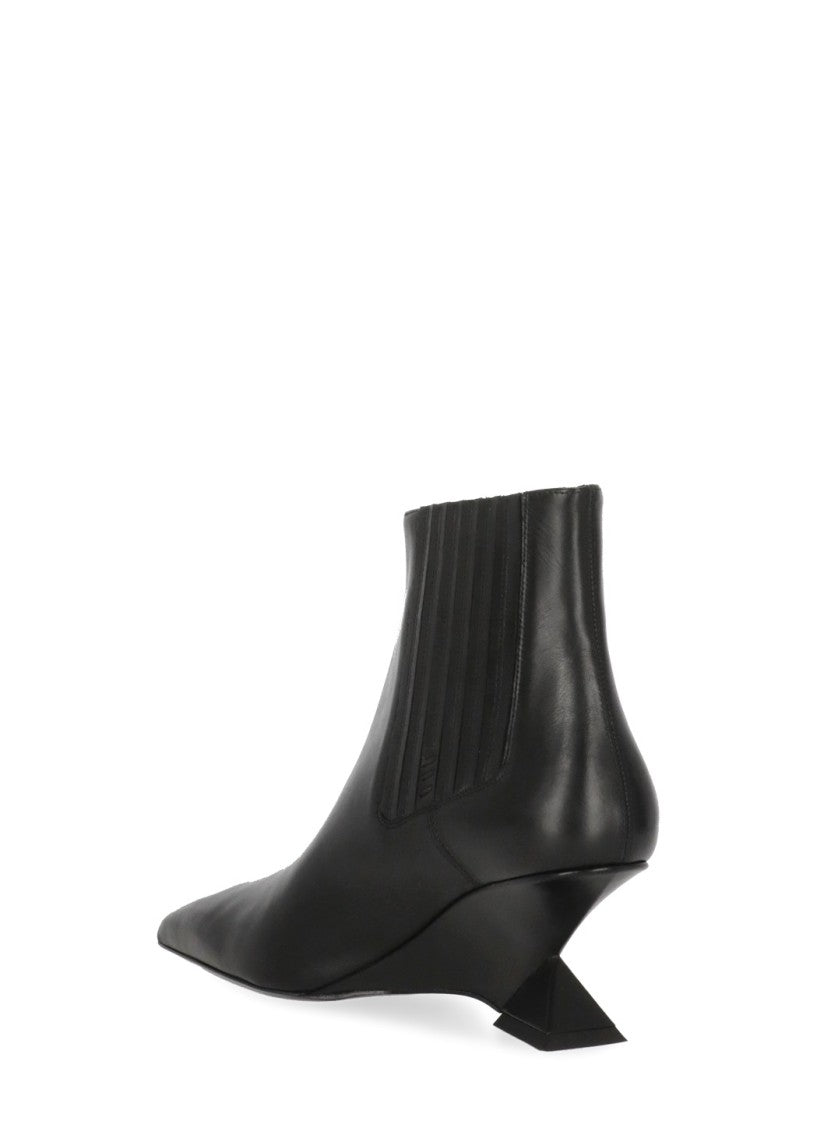 The Attico Black Cheope Wedge Leather Boots