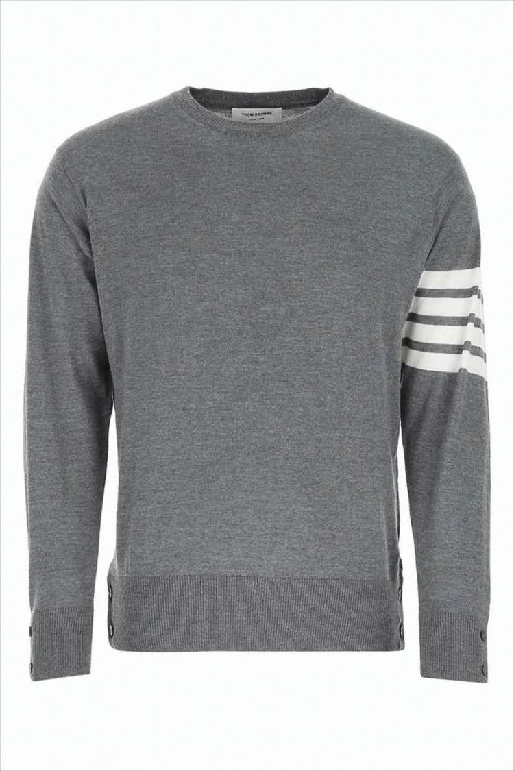 Thom Browne Merino Wool Knit Sweater With Signature Stripe Detail