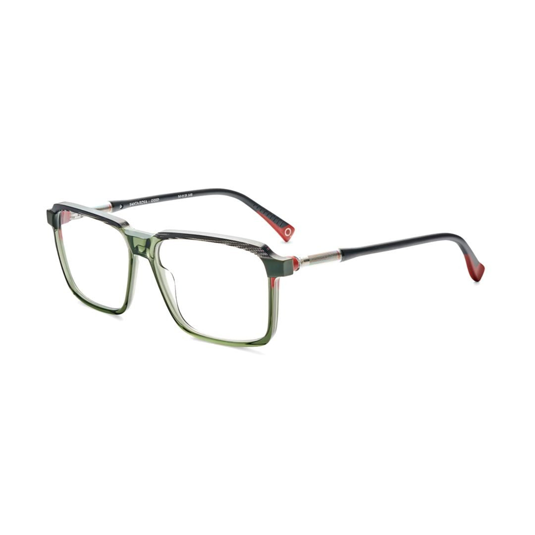 Etnia Barcelona Santa Rosa Translucent Olive Green Rectangular Frame Eyeglasses With Textured Temples
