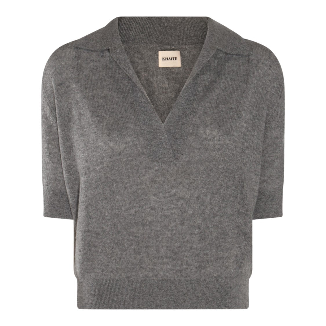 Khaite Short-Sleeved Knit Top With Deep V-Neckline