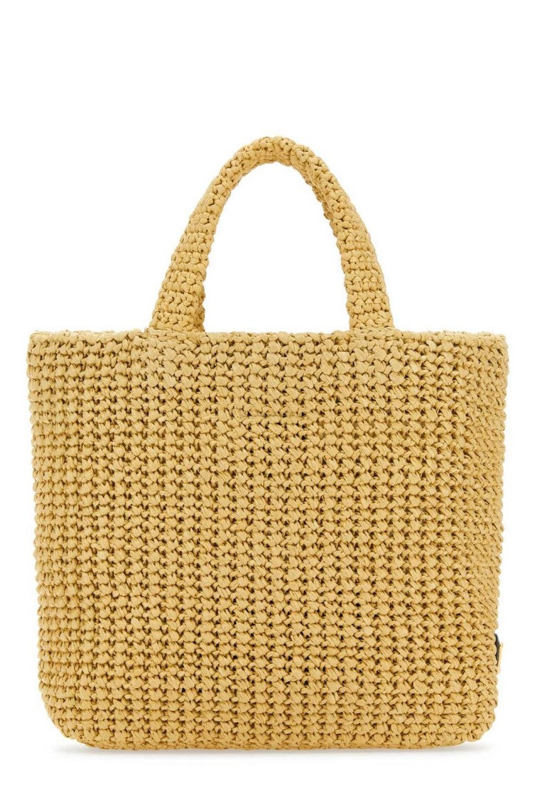 Prada Textured Viscose Rayon Tote Bag With Embroidered Detailing