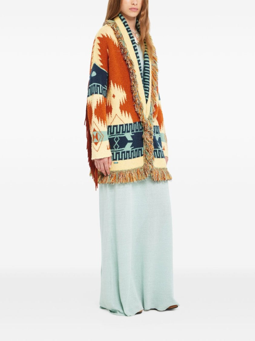 Alanui Geometric Patterned Cardigan With Shawl Collar