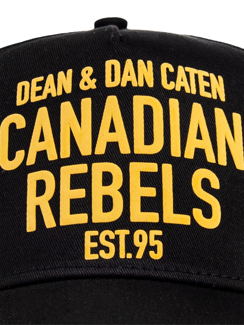 Dsquared2 Black Canadian Rebels Logo Cotton Baseball Cap