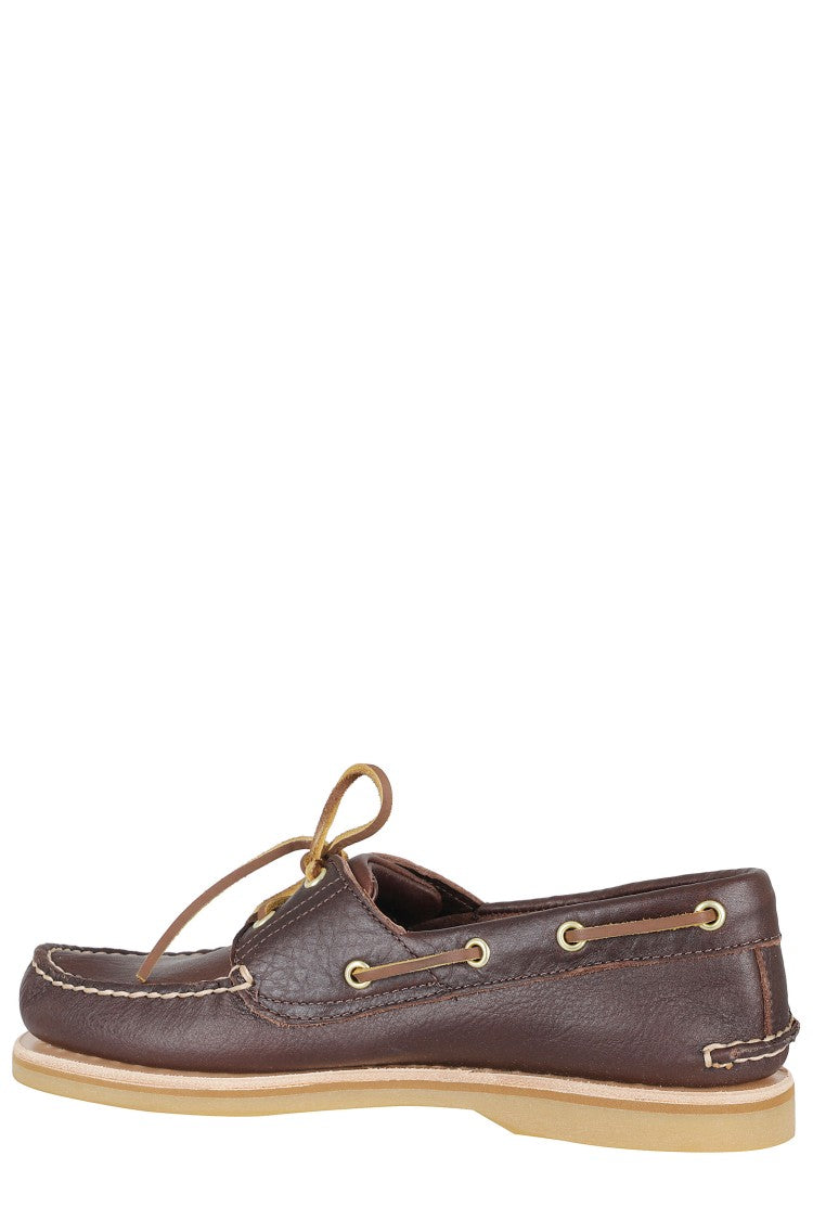Timberland Brown Handcrafted Crude Leather Laces Leather Boat Shoes