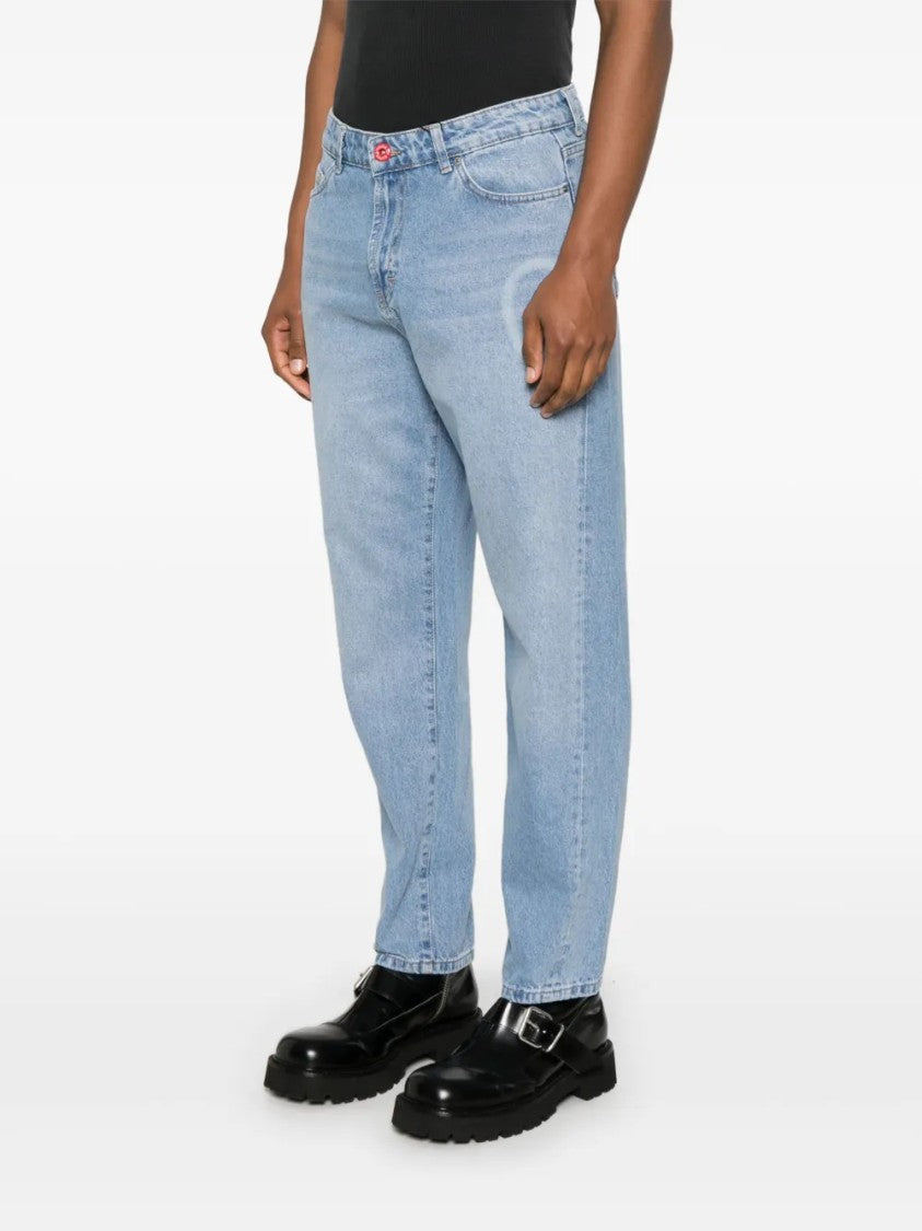 Vision Of Super Straight-Cut Blue Denim Jeans With Traditional Five-Pocket Design