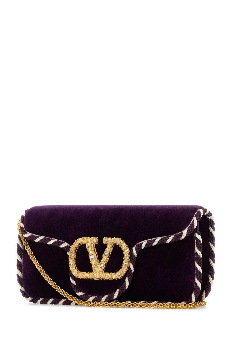 Valentino Garavani Purple Velvet Locã² Clutch