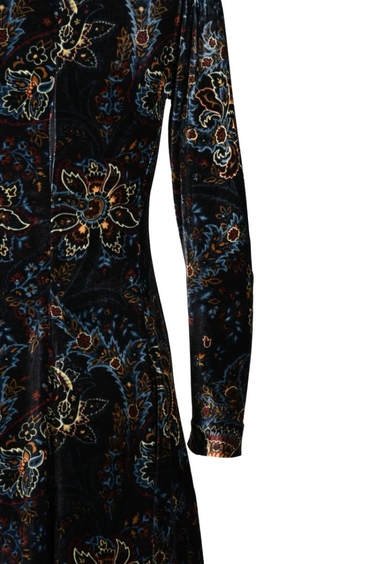 Etro Flared Velvet Dress - Night Blue