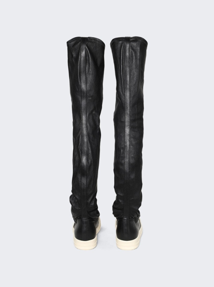 Rick Owens High Stocking Sneakers Black And Milk