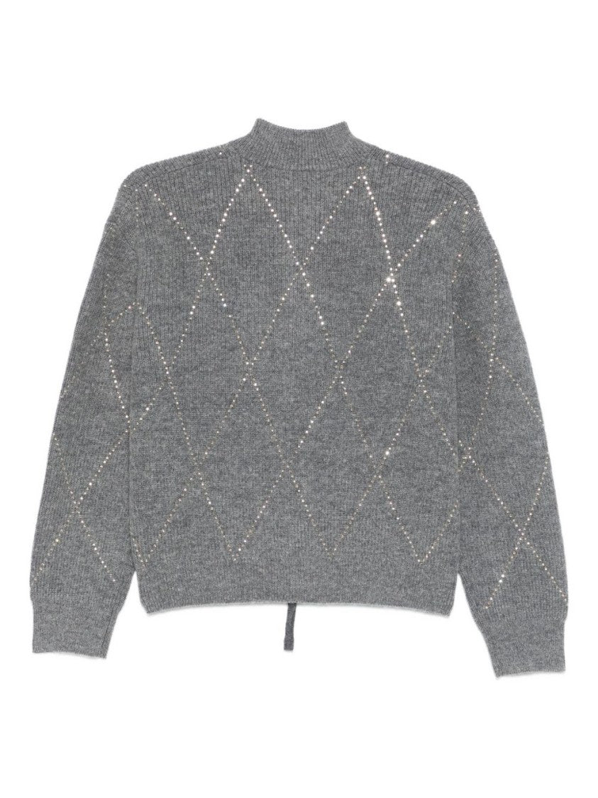 Seventy Sergio Tegon Zip-Up Sweater With Diamond Pattern