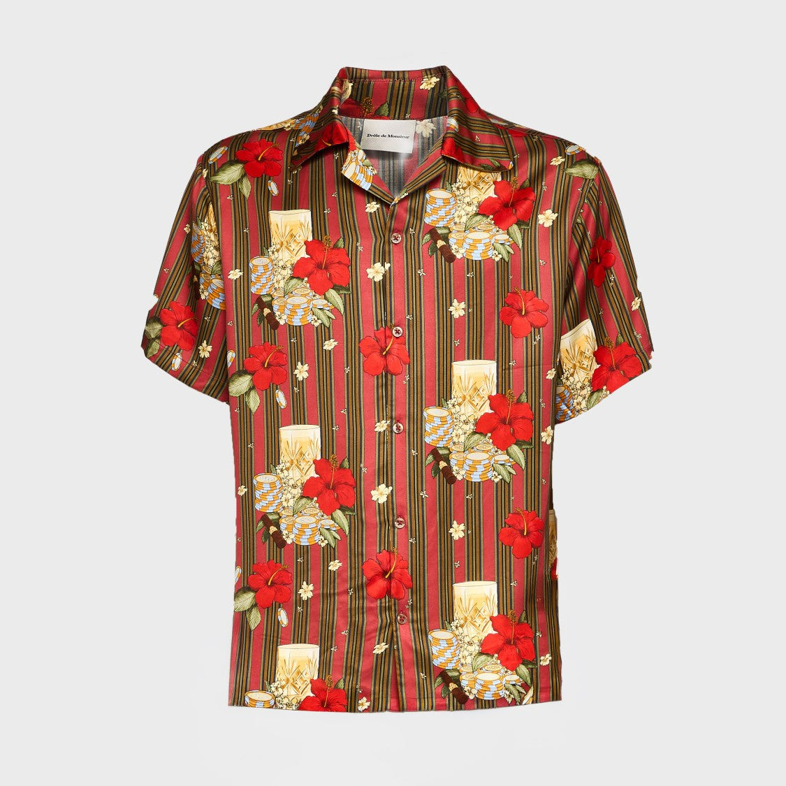 Drôle De Monsieur Hibiscus Club Bowling Patterned Shirt