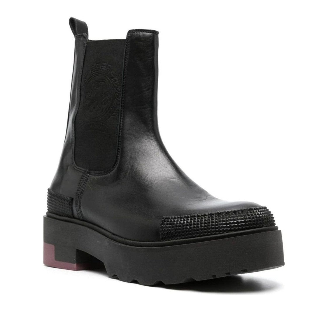 Tommy Hilfiger Black Leather Chunky Elastic Panel Boots