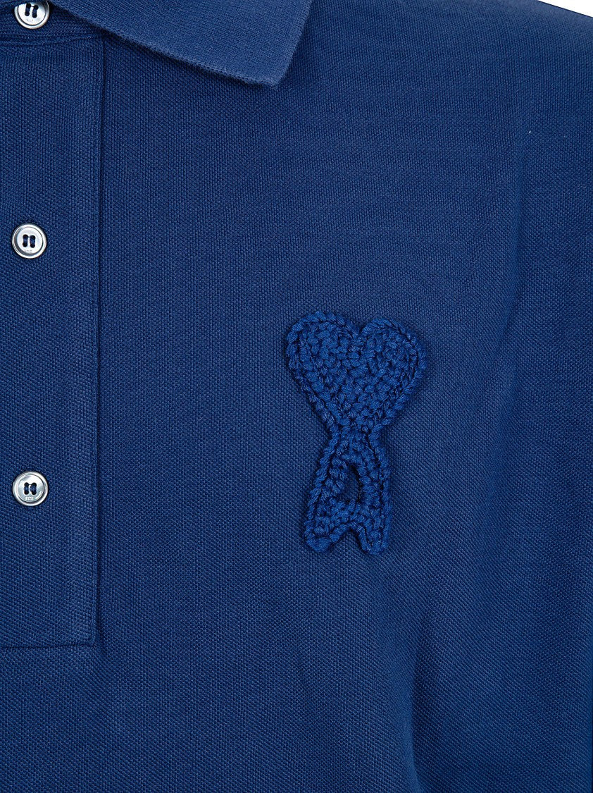 Ami Paris Classic Piqué Cotton Polo Shirt With Embroidered Logo