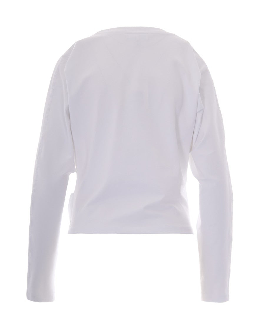 Ganni Heavy Stretch Draped Top In Bright White