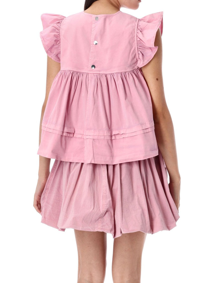 Ganni Washed Cotton Frill Top