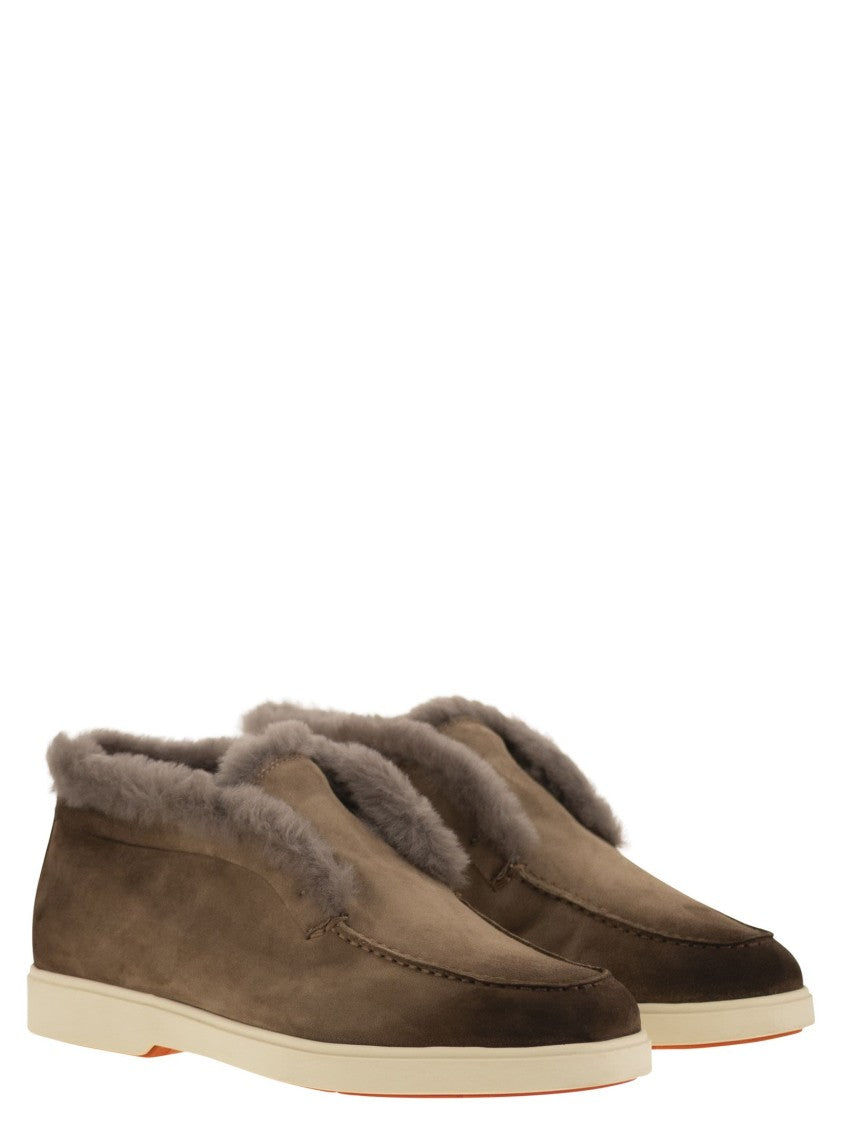 Santoni Suede And Fur Desert Boot