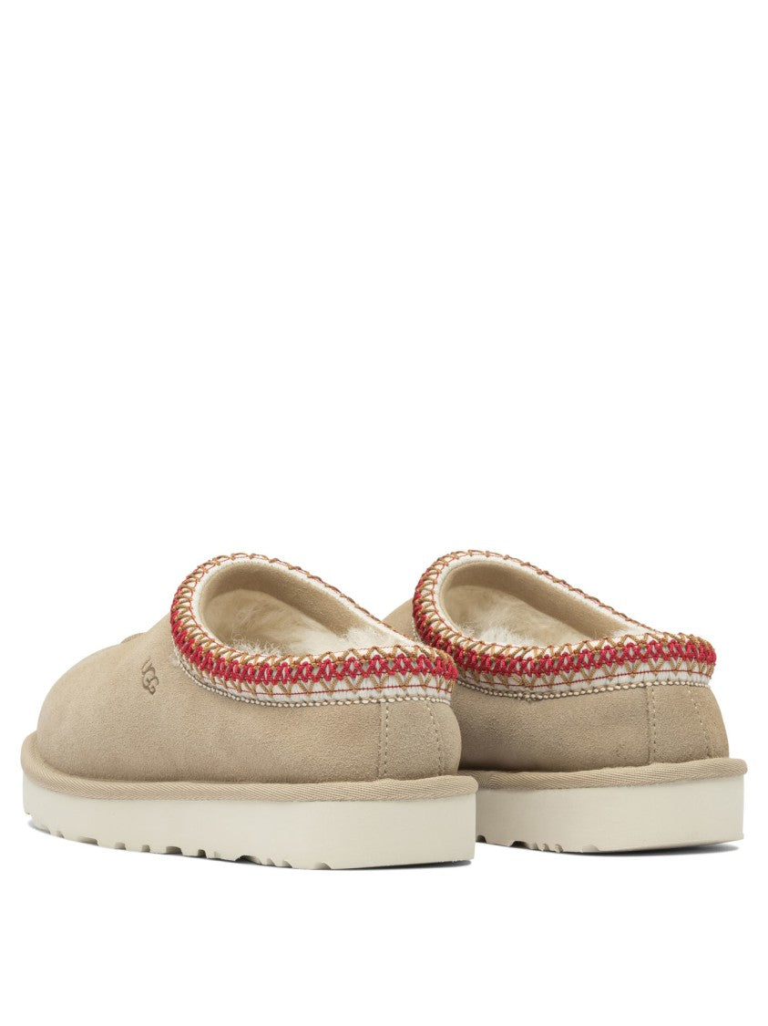 Ugg Beige Suede Loafers With Plush Lining And Textured Outsole
