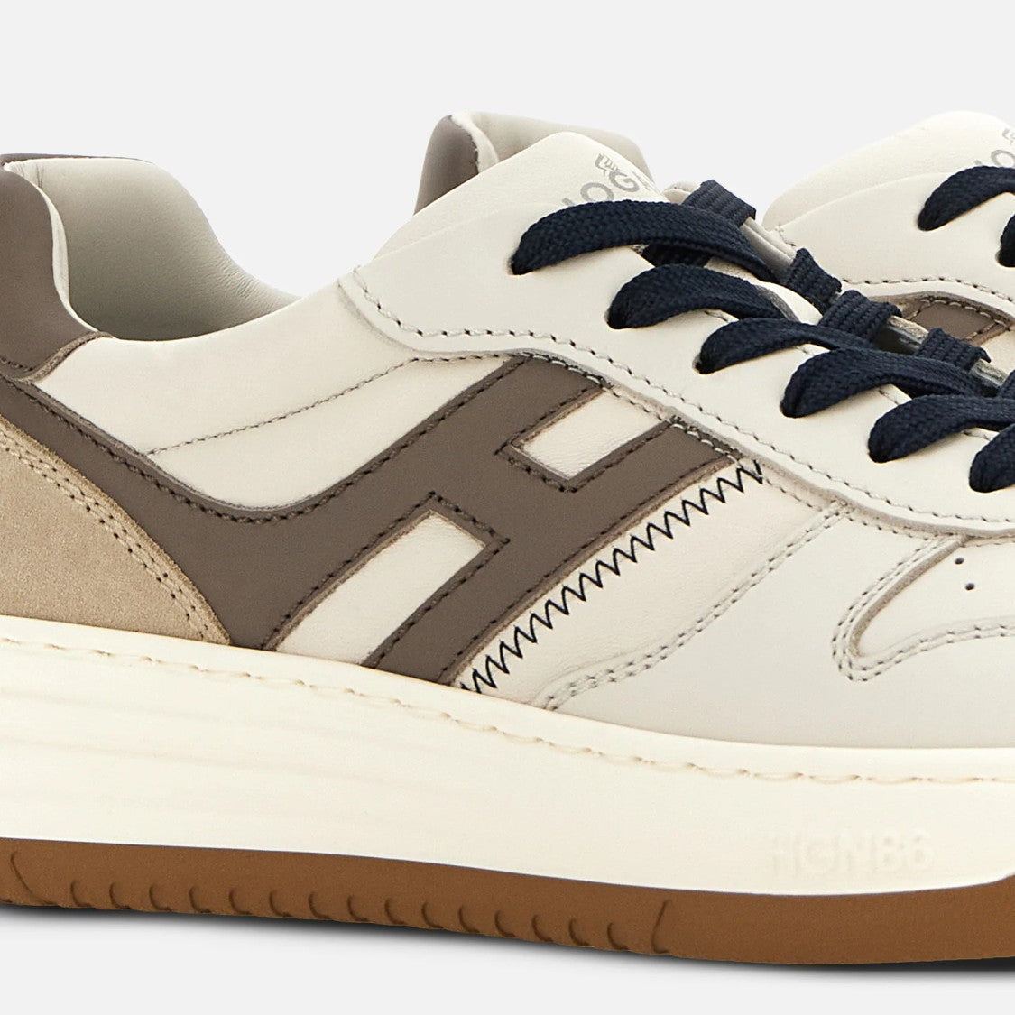 Hogan Refined Ivory Lace-Up Shoes With Suede Accents