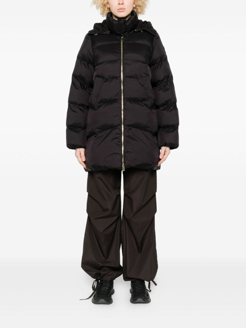 Pinko Brown Puffer Jacket With High Collar