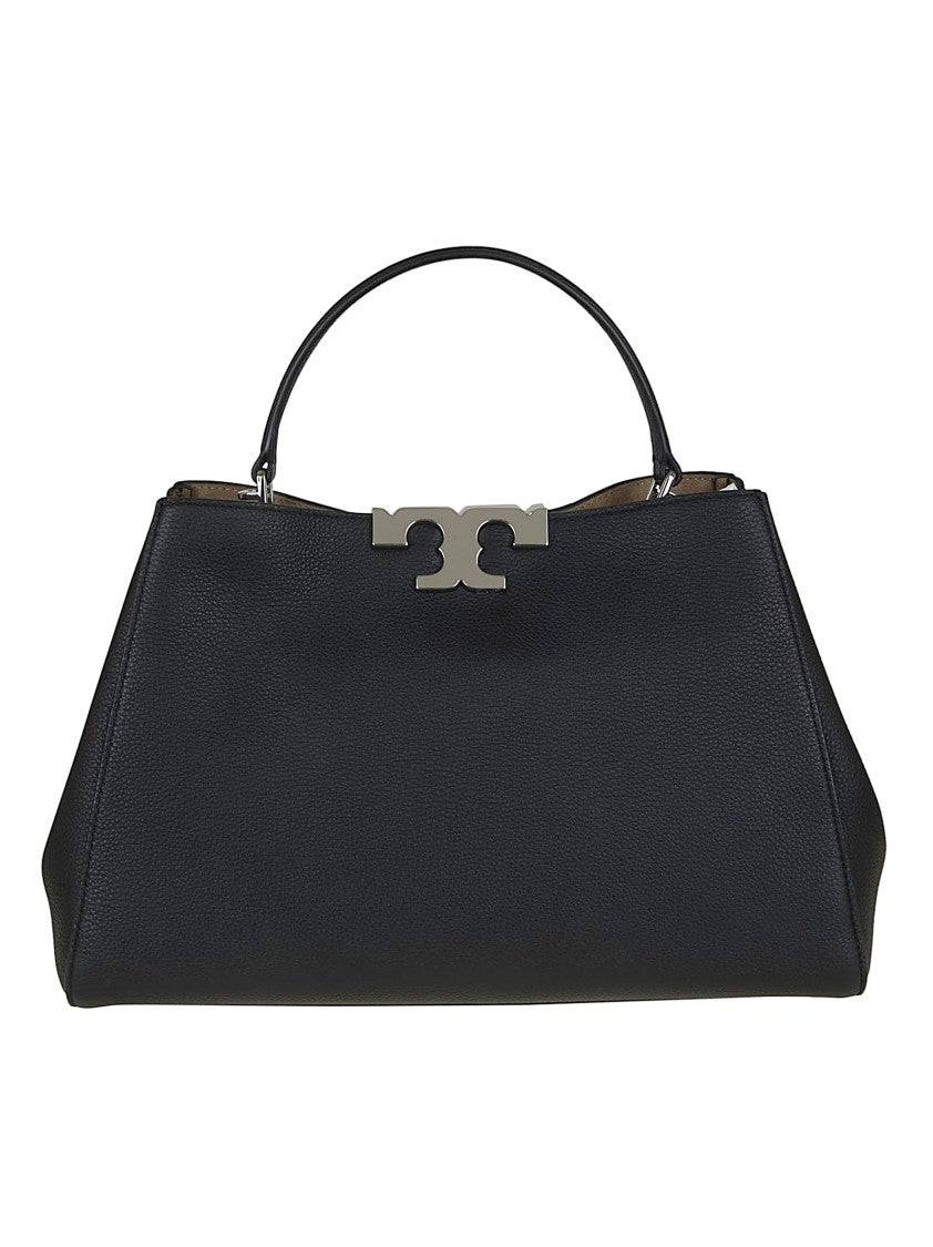 Tory Burch Trapezoidal Black Leather And Suede Shoulder Bag