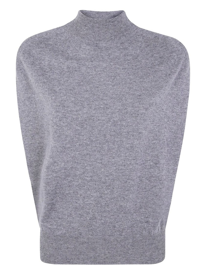 Semi Couture Finely Knit Gray Sweater With High Neckline