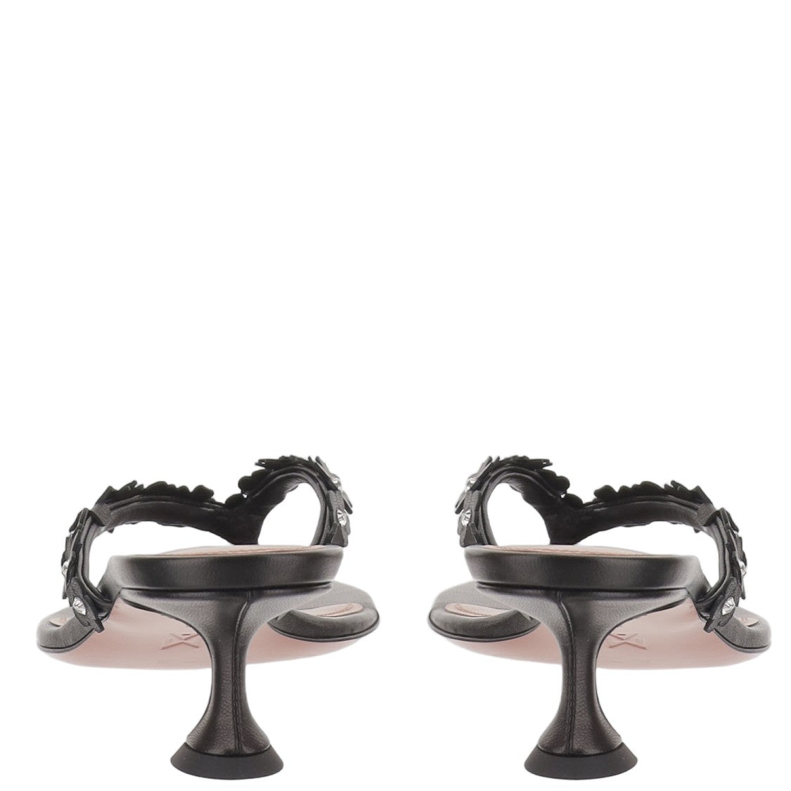 Amina Muaddi Leather Sandals With Appliqué Flower Design
