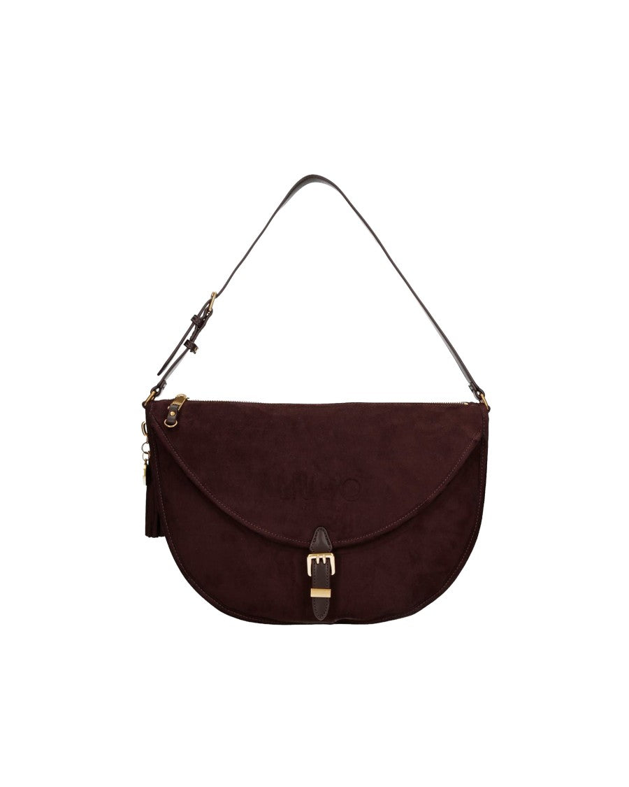Liu Jo Deep Brown Suede Hobo Faux Suede Shoulder Bag