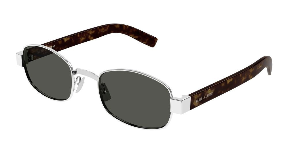 Saint Laurent Silver Silver Havana Metal Frame Sunglasses